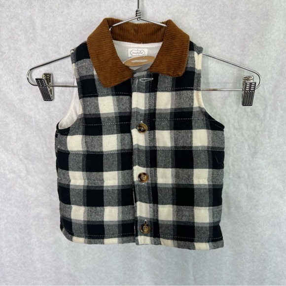 Mud Pie Baby Vest Plaid Corduroy Small 12-18 Months - Picture 1 of 4